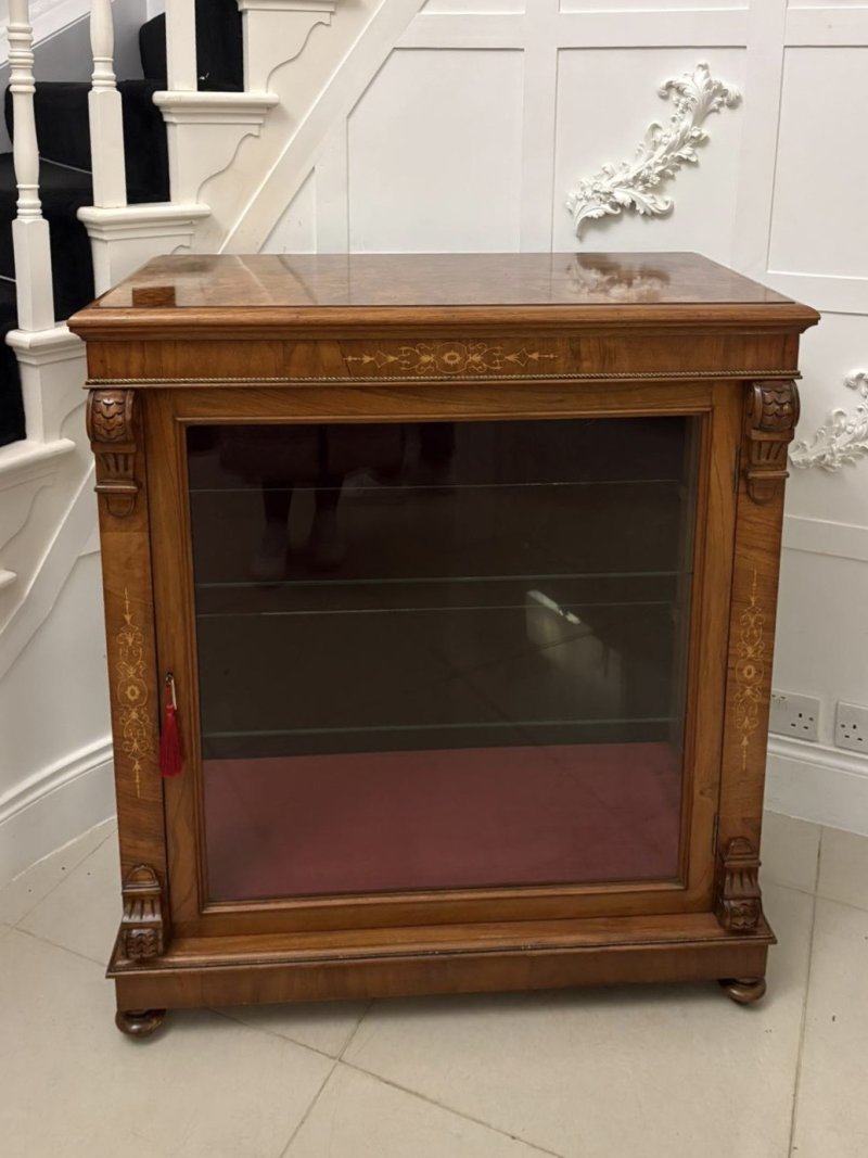 Attractive Antique Mid-19th Century Inlaid Mahogany Side / Display Cabinet